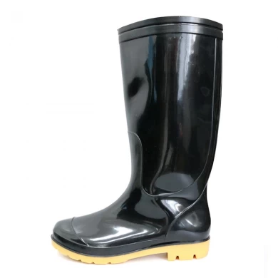 SQ-BY 2美元防滑非安全便宜黑色pvc闪光雨靴