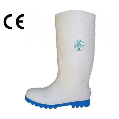 WBS waterproof white steel toe pvc rain boots