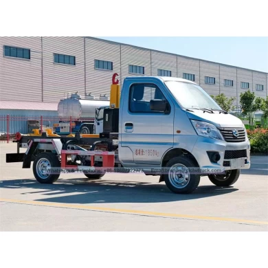 Brand new 4x2 Changan 3 cubic meter mini hook arm lifting garbage truck, 3CBM detachable garbage truck