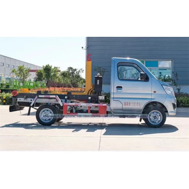 Brand new 4x2 Changan 3 cubic meter mini hook arm lifting garbage truck, 3CBM detachable garbage truck