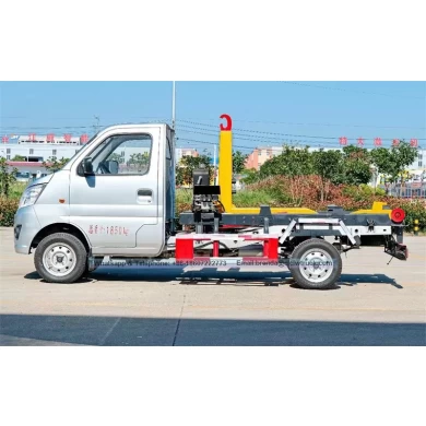 Brand new 4x2 Changan 3 cubic meter mini hook arm lifting garbage truck, 3CBM detachable garbage truck