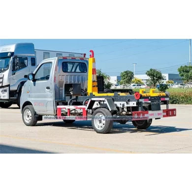 Brand new 4x2 Changan 3 cubic meter mini hook arm lifting garbage truck, 3CBM detachable garbage truck