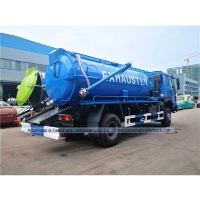 RHD Sinotruck Howo 10000liters真空喷射冲洗污水吸力化粪池卡车价格