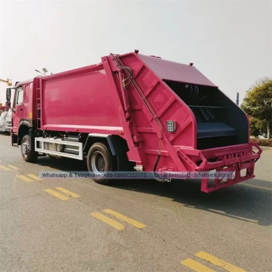 High performance sinotruck HOWO 6wheels 290HP engine power customized 12m3 garbage compressed truck with CAN operation system