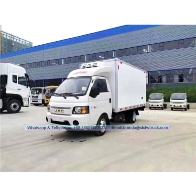Fournisseur de camion de réfrigérateur JAC Chine, camion de cargaison de réfrigérateur 3 tonnes, camion de réfrigérateur GNC / moteur à essence, mini-camion réfrigérateur