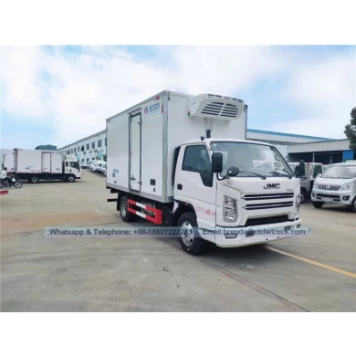 Fournisseur de camion de réfrigérateur JMC Chine, camion de cargaison de réfrigérateur 5 tonnes, camion de cargaison de réfrigérateur 4x2, moteur diesel de camion de réfrigérateur