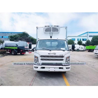 Fournisseur de camion de réfrigérateur JMC Chine, camion de cargaison de réfrigérateur 5 tonnes, camion de cargaison de réfrigérateur 4x2, moteur diesel de camion de réfrigérateur