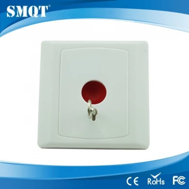 Metal key-reset emergency button for alarm system and access control system