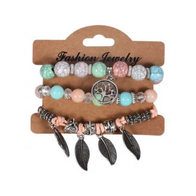 2018 Fashion Vintage Ethnic Elasticity Marble Beads Bracelet Shenzhen Supplier