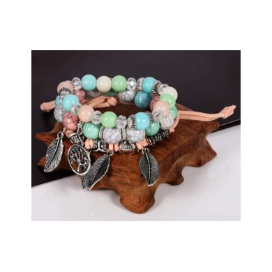 2018 Fashion Vintage Ethnic Elasticity Marble Beads Bracelet Shenzhen Supplier