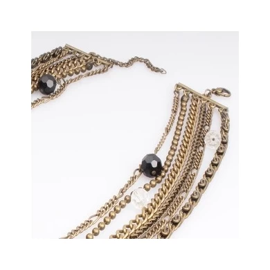 Antique Gold Multi Type Layered Chains Necklace