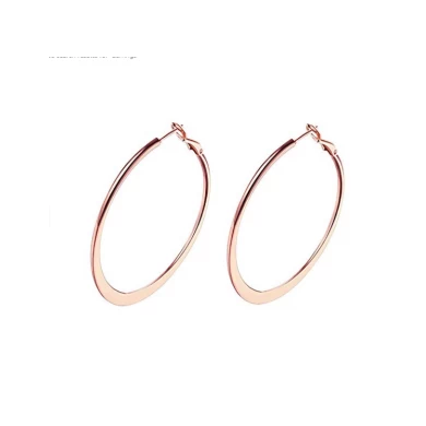 Best Selling Fashion Earrings Hoops, 18k Rose Gold Plated Hoop Earrings for Womens Sensitive Ears Hot Gift