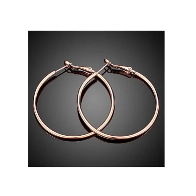 Best Selling Fashion Earrings Hoops, 18k Rose Gold Plated Hoop Earrings for Womens Sensitive Ears Hot Gift