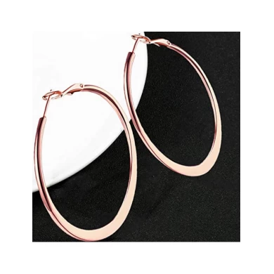 Best Selling Fashion Earrings Hoops, 18k Rose Gold Plated Hoop Earrings for Womens Sensitive Ears Hot Gift