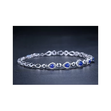 China Manufacturer 18K White Gold Sapphire Diamonds Bracelet for Woman