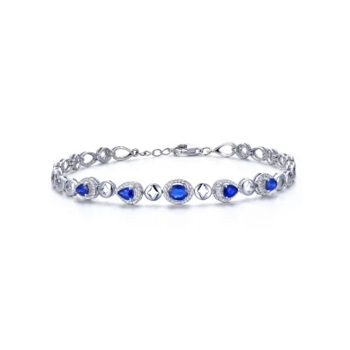 China Manufacturer 18K White Gold Sapphire Diamonds Bracelet for Woman