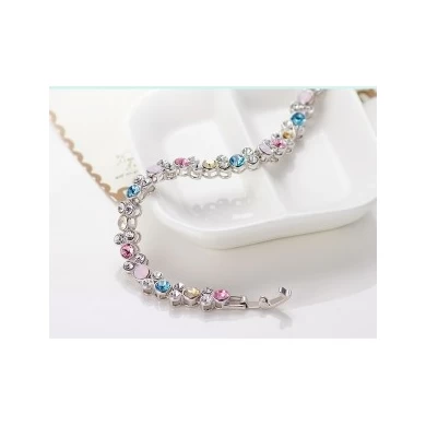 China OEM fashion jewelry factory private label 925 sterling silver / brass bead Austrian crystal charm bracelet