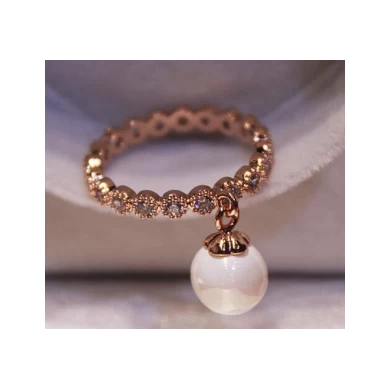 China Supplier Pearl Copper Alloy Rings Design For Women Christmas Gift