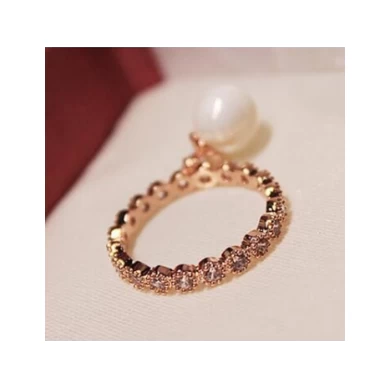 China Supplier Pearl Copper Alloy Rings Design For Women Christmas Gift