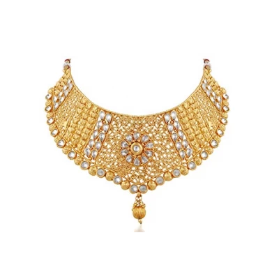 China Wholesale Gold Plated Diamond Studded Bridal Necklace Set for Women