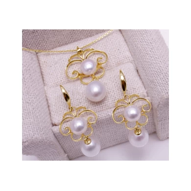 Curtain jewelry manufacturer silver gold plated pearl jewelry sets for woman