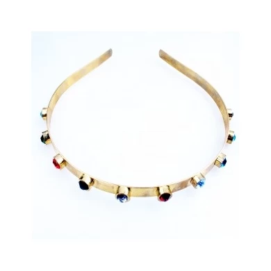 Custom yoga color crystal indian metal gold hair headband H50020