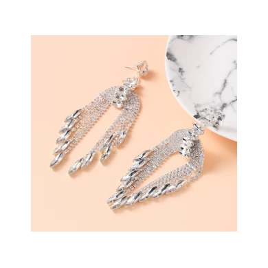 Delicate Crystal High Quality New Style Fashion Long Earring for Women Wedding Dress Accessories