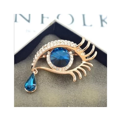 Elegant Women Crystal Rhinestone big Eye Brooches for wedding party ladies waterdrop Angel Tears Brooches pins