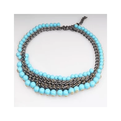 Environmental Candy Color Beaded Chain Necklace
