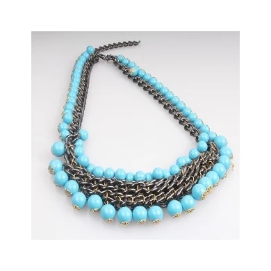 Environmental Candy Color Beaded Chain Necklace