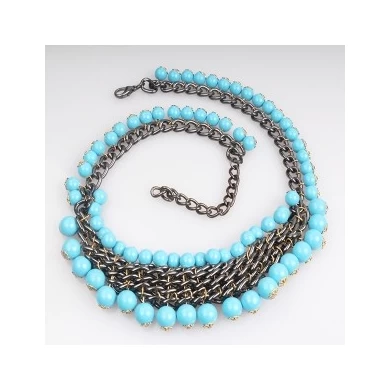 Environmental Candy Color Beaded Chain Necklace