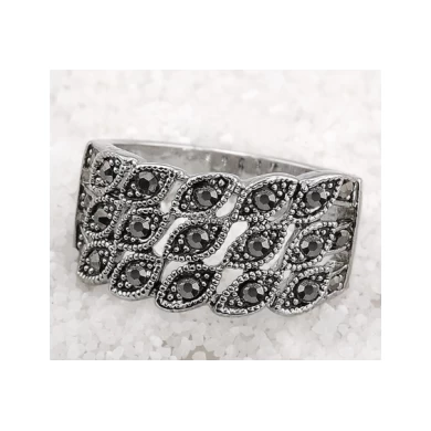 Fashion 925 Silver Jewellery Ring Black Marcasite Ring Manufacturer China