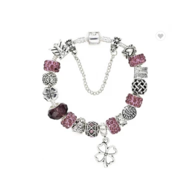 Fashion Jewelry European Silver Plated Bead Bracelet for Women Chain Charm Bracelets as Gifts