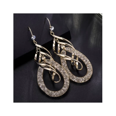 Fashion Plating 18K Mesh Long Stud Earrings for Woman