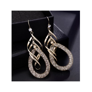 Fashion Plating 18K Mesh Long Stud Earrings for Woman