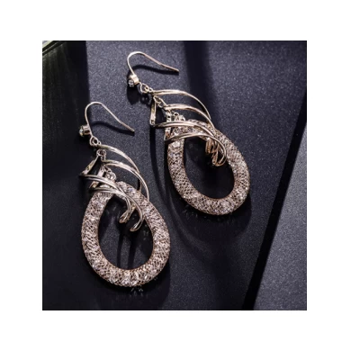 Fashion Plating 18K Mesh Long Stud Earrings for Woman