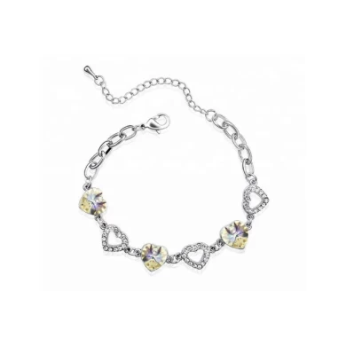 Fashion jewelry gold plated crystal bead love bracelet for women