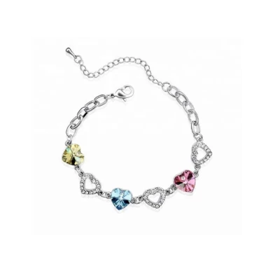 Fashion jewelry gold plated crystal bead love bracelet for women