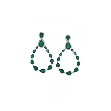 Fashion personality environmental copper alloy stud earrings, Trend fashion women rhinestone trendy green statement Earrings for women jewelry Factory Price