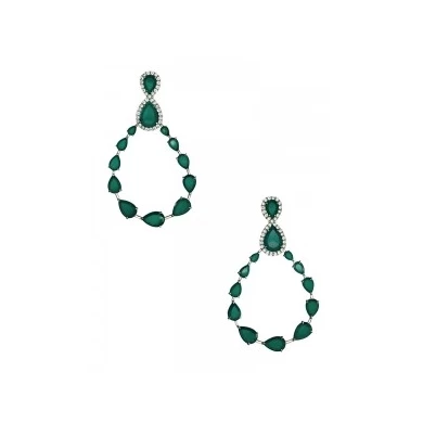 Fashion personality environmental copper alloy stud earrings, Trend fashion women rhinestone trendy green statement Earrings for women jewelry Factory Price