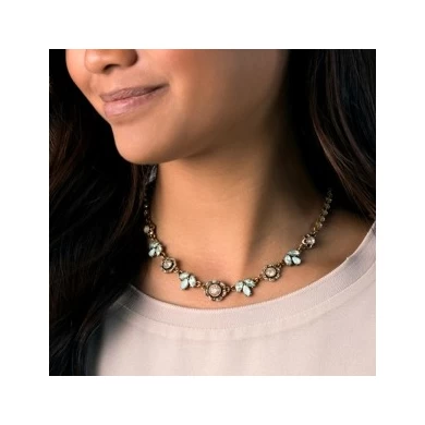 Flower Statement Necklace Mint Crystal Necklace Jewelry Jewelry Accessories