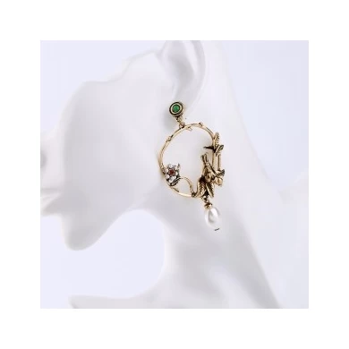 Gold Color Birds Flowers Big Earrings for Women New Design Cute Fashion Jewelry