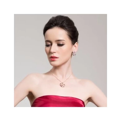 Hot Sale Rose Gold Plated Multicolor Top Cubic Zircon Paved Big Round Pendant Necklace
