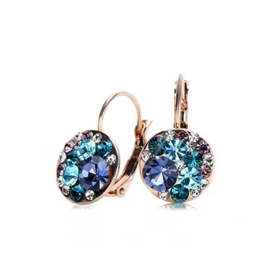 Multi-color Round Lever-Back Earrings for Women Made Drop Jewelry Graduation Gift for Her