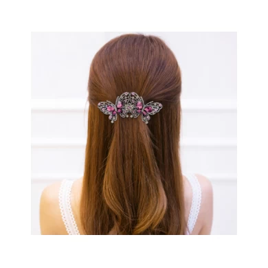 New retro style blue rose red hairpin butterfly shaped diamond women's hair accessories