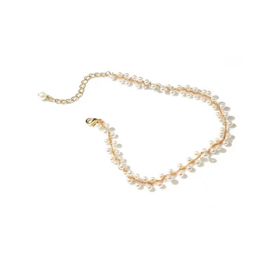 Professional Manufacturer Zinc Alloy Gold Artificial Pearl Short Necklace for Woman