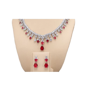 Royal Princess Necklace Earring Ring Bracelet CZ Emerald Evening Dress Wedding Accessories Bridal jewelry Set