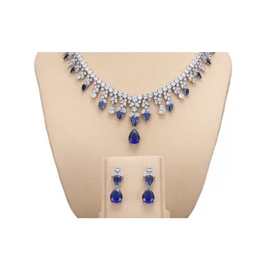 Royal Princess Necklace Earring Ring Bracelet CZ Emerald Evening Dress Wedding Accessories Bridal jewelry Set