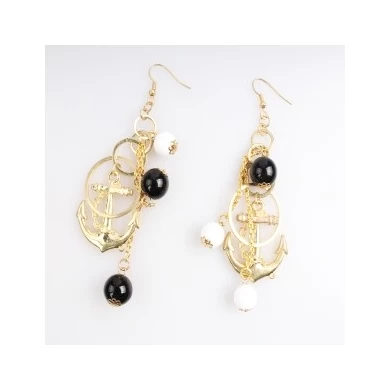 Seed bead anchor hanging gold jhumka earrings designs E30083