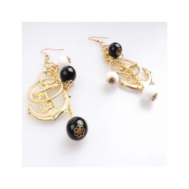 Seed bead anchor hanging gold jhumka earrings designs E30083